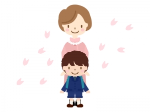 お母さんと入学式 小学校一年生 のイラスト イラスト無料 かわいいテンプレート