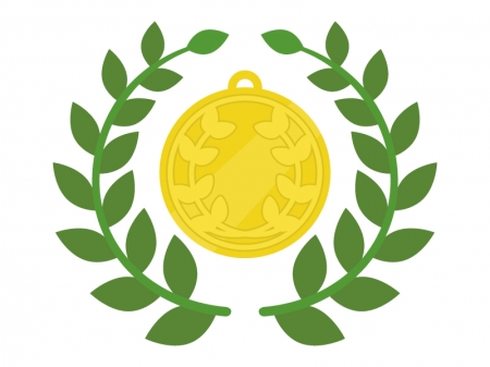 金メダルと月桂樹のイラスト