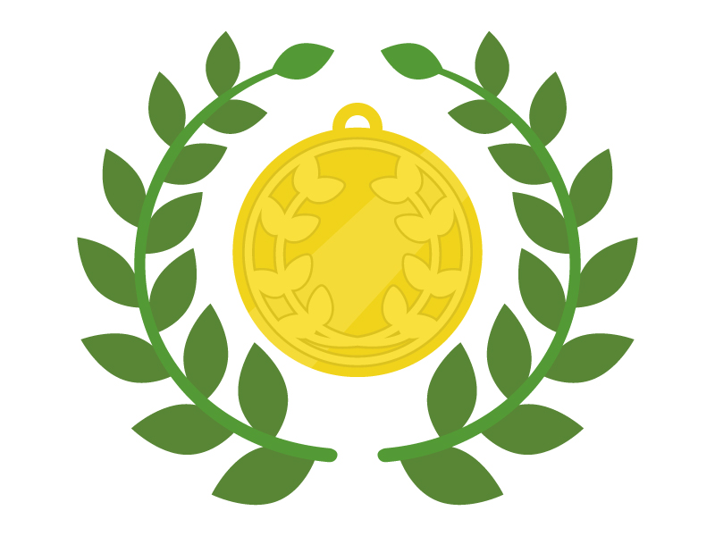 金メダルと月桂樹のイラスト