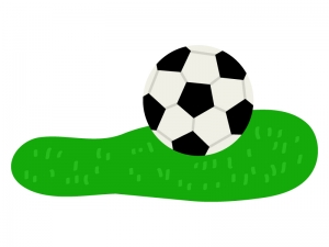芝生とサッカーボールのイラスト イラスト無料 かわいいテンプレート
