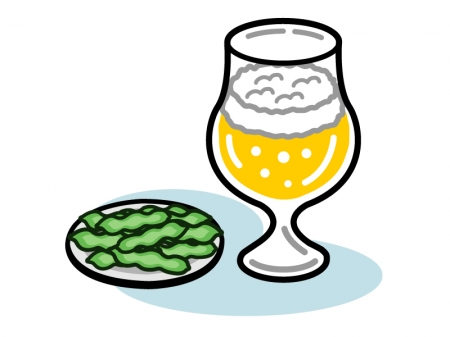 ビールと枝豆のイラスト