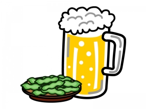 生ビールと枝豆のイラスト イラスト無料 かわいいテンプレート