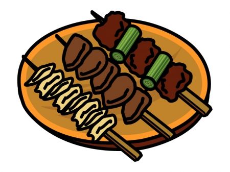 焼き鳥の盛り合わせのイラスト