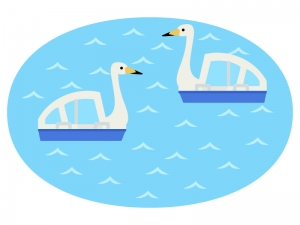 湖に浮かぶスワンボートのイラスト イラスト無料 かわいいテンプレート