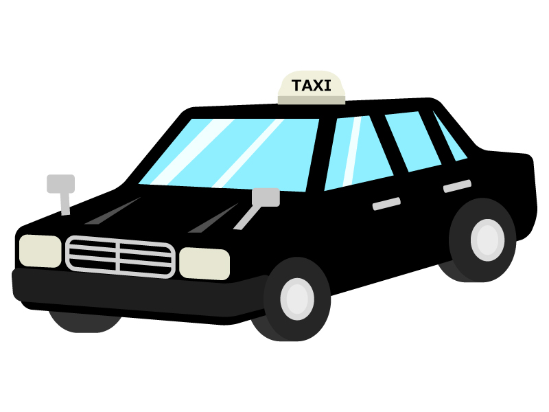 黒色のタクシーのイラスト