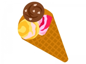 三段重ねのアイスクリーム イラスト無料 かわいいテンプレート