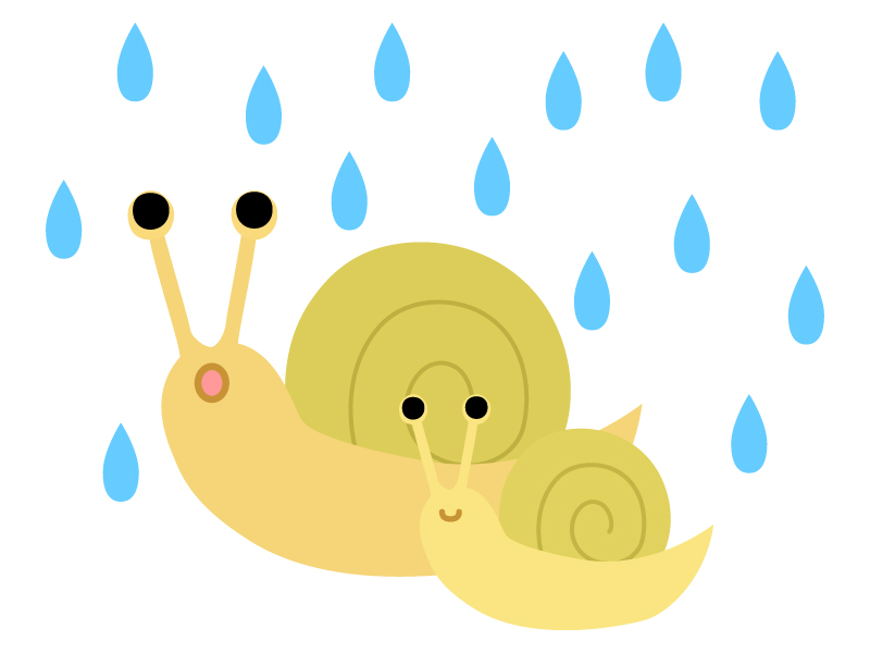 雨とカタツムリのイラスト