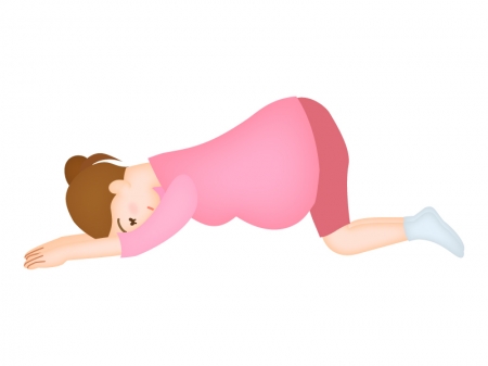 妊婦さんの逆子体操のイラスト