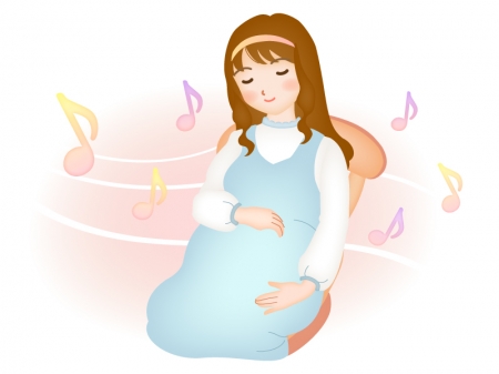 胎教に音楽のイラスト