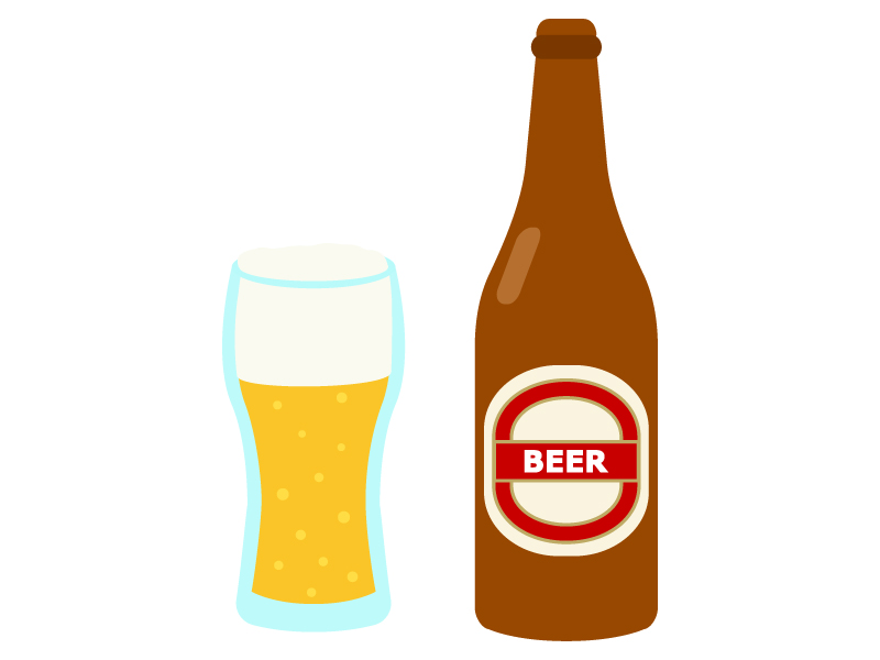 瓶ビールとグラスビールのイラスト