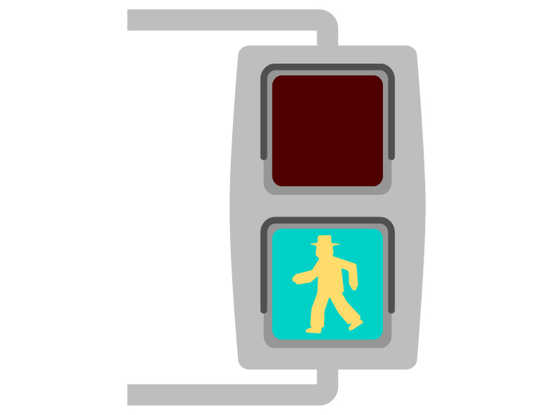 歩行者用の信号機（青）のイラスト
