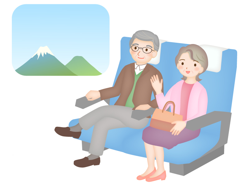 電車で旅をする老夫婦のイラスト イラスト無料 かわいいテンプレート