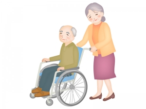 老老介護 車椅子 のイラスト イラスト無料 かわいいテンプレート