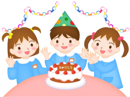 幼稚園で誕生祝い（男の子）のイラスト