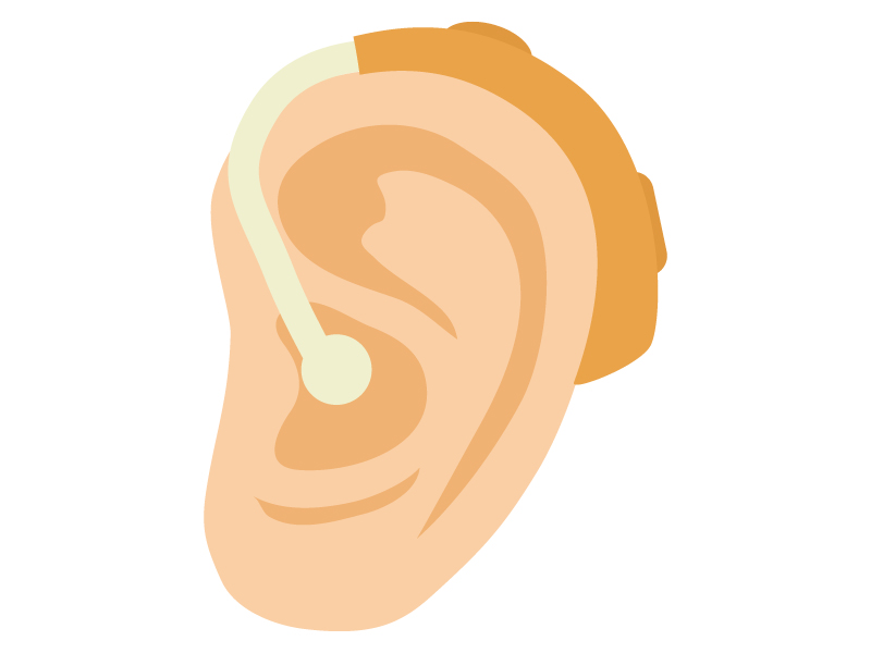 耳と補聴器のイラスト