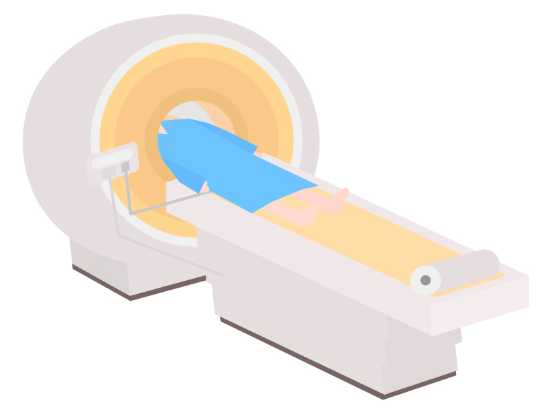 医療・MRIで検査を受ける人のイラスト