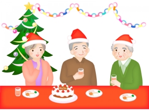 シニア 施設でのクリスマス会のイラスト イラスト無料 かわいいテンプレート