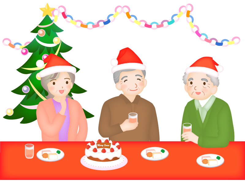 シニア 施設でのクリスマス会のイラスト イラスト無料 かわいいテンプレート