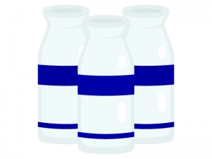 3つ並んだ牛乳瓶のイラスト イラスト無料 かわいいテンプレート