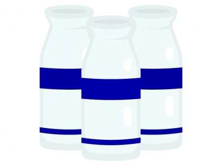 3つ並んだ牛乳瓶のイラスト