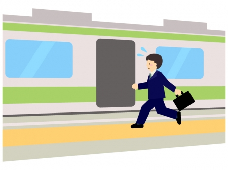 電車の駆け込み乗車のイラスト