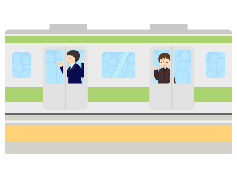 満員電車・通勤ラッシュのイラスト