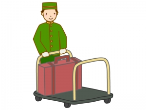 荷物を運ぶホテルマンのイラスト イラスト無料 かわいいテンプレート