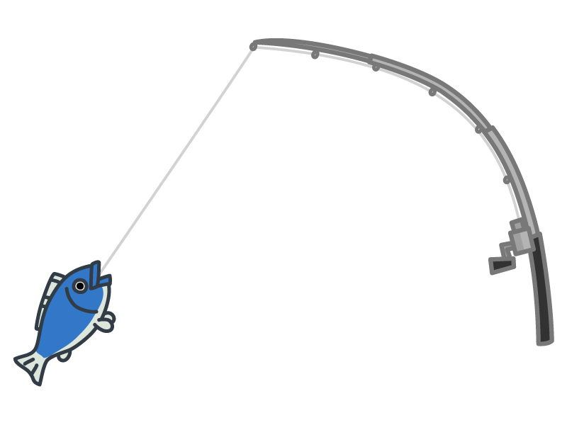 釣り竿と魚のイラスト イラスト無料 かわいいテンプレート