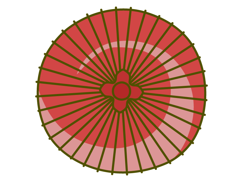 赤い和傘のイラスト