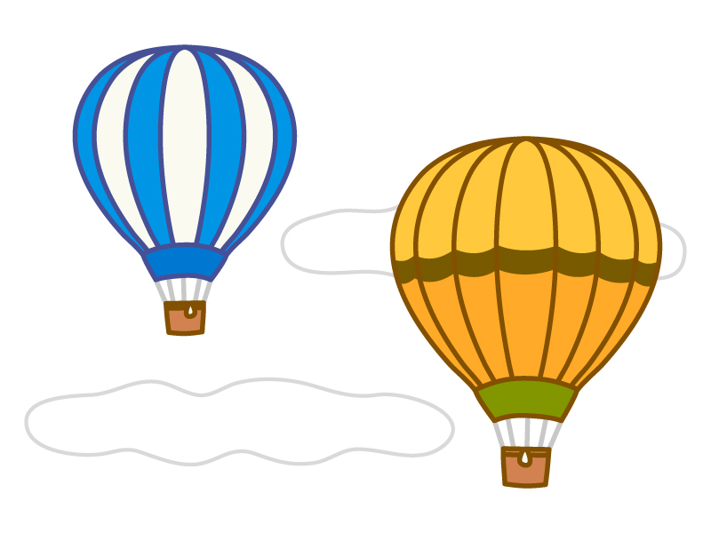 空を移動する気球のイラスト