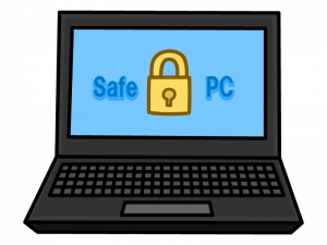 セキュリティブロックしているパソコンのイラスト イラスト無料