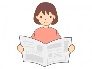 新聞を読む女性のイラスト イラスト無料 かわいいテンプレート