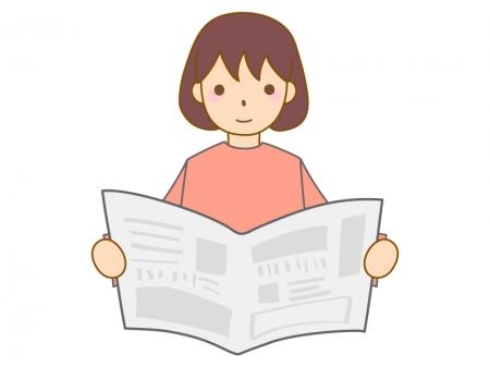 新聞を読む女性のイラスト