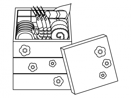 おせち料理のぬりえ（線画）イラスト素材