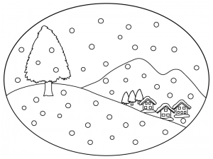 冬の景色のぬりえ 線画 イラスト素材02 イラスト無料 かわいいテンプレート