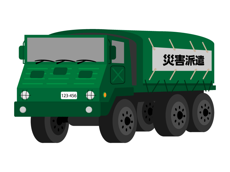 自衛隊の災害派遣車のイラスト イラスト無料 かわいいテンプレート