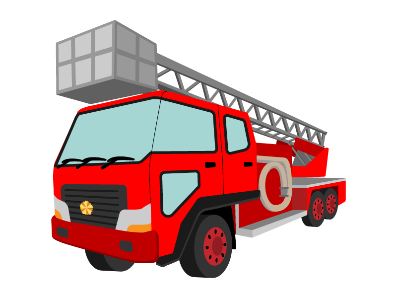 消防車 はしご車のイラスト イラスト無料 かわいいテンプレート