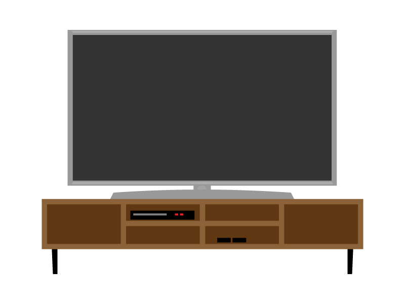 大型テレビとテレビボードのイラスト