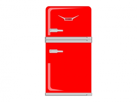 おしゃれな赤い冷蔵庫のイラスト