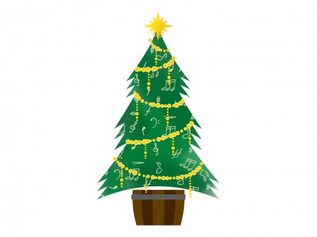 音符のクリスマスツリーのイラスト