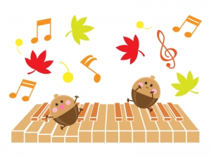 紅葉など秋の音楽のイラスト イラスト無料 かわいいテンプレート