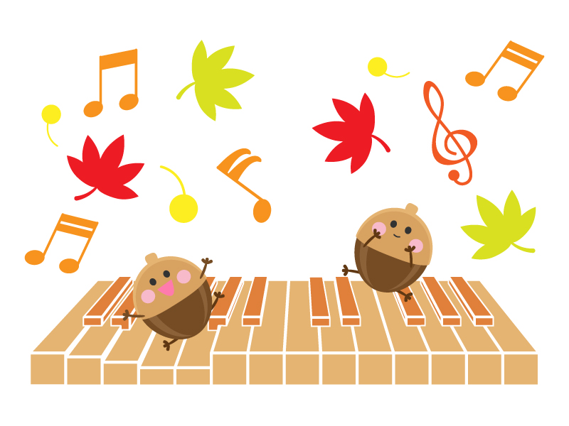 紅葉など秋の音楽のイラスト | イラスト無料・かわいいテンプレート