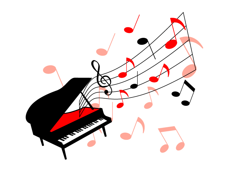 音符とグランドピアノのイラスト イラスト無料 かわいいテンプレート