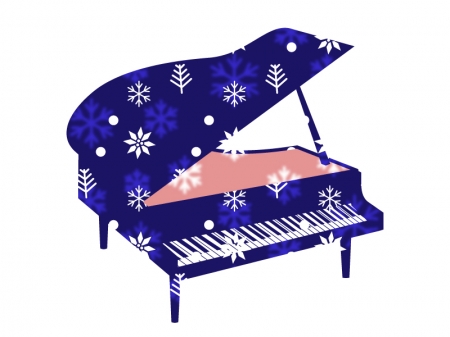 雪の結晶とグランドピアノのイラスト