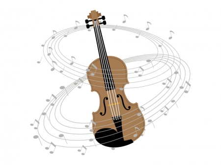 ヴァイオリンと音符のイラスト