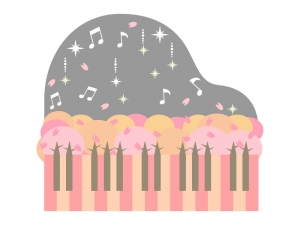 桜並木とピアノのイラスト イラスト無料 かわいいテンプレート