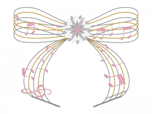 リボンの五線譜と音符のイラスト イラスト無料 かわいいテンプレート